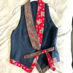 VTG Tie Scarf Navy Vest 70s or 80s Medium